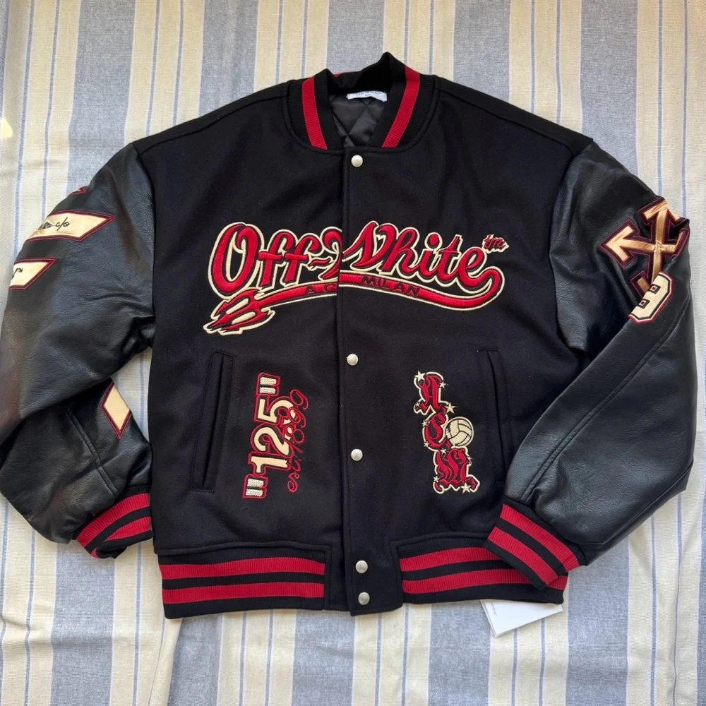 Off-White x AC Milan 125th Anniversary Embroidered Varsity Jacket - Picture 1 of 11